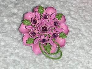 Pink Purple Metal Flower Pin Brooch - Picture 1 of 4