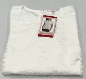 Teddi Rose Women's Crewneck Short Sleeve Blouse, White, Size M - Picture 1 of 4