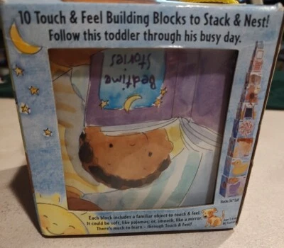 My Busy Day 10 Touch and Feel Building Blocks stack + nest 3+ carry box 34" tall - Image 1 of 4