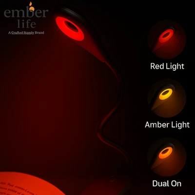 Rechargeable Red & Amber light night reading book light | blue light blocking - Image 1 of 4