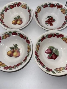 Zhong Da Fruit Pattern Dessert Serving Bowls Pear Cherry Strawberry Lot Of 4 7” - Picture 1 of 5