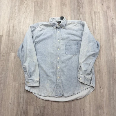 Camisa vaquera vintage American Eagle Outfitters con botones para hombre grande azul años 90 preppy Foto 1 de 4