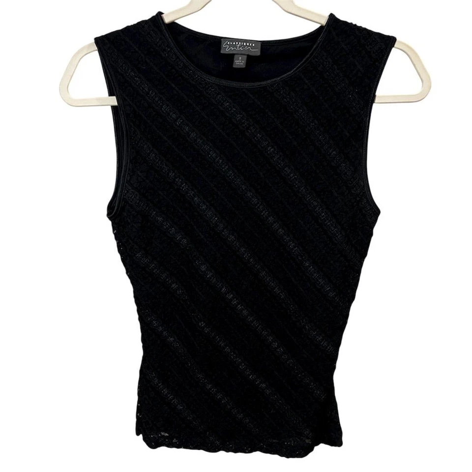 Classiques Entier Women's Black Lace Sleeveless Tank Top Size Small Y2K - Image 1 of 4