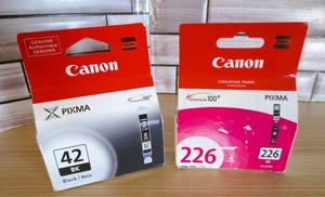 Genuine Canon Pixma CLI-226M Magenta Ink Cartridge & CLI-42BK Black Sealed - Zdjęcie 1 z 4