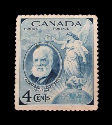 Estampilla de Canadá Scott 274 Alexander Graham Bell 4 centavos 1947 como nueva MNH Foto 1 de 3
