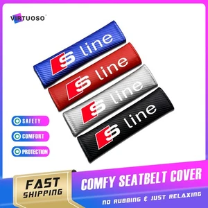 Protector de almohadillas protectoras para cinturón de seguridad de coche de fibra de carbono 2 piezas para Audi S-line - Imagen 1 de 5