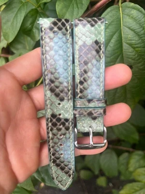 Correa de reloj de cuero de serpiente 26 mm 24 23 22 21 20 19 18 17 16 14 gris negro Foto 1 de 4