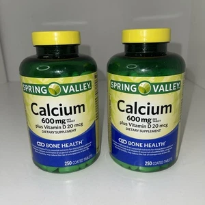 Spring Valley Calcium Plus Vitamin D, 600 mg, 250 Tablets 2 Pack - Picture 1 of 4