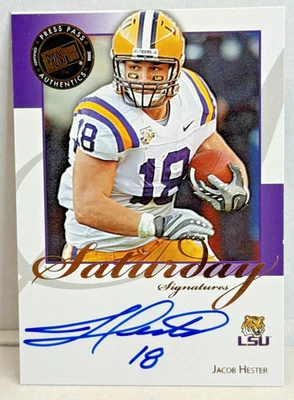 JACOB HESTER 2008 Press Pass Legends Saturday Signatures Auto SS-JH2 LSU - Image 1 of 2