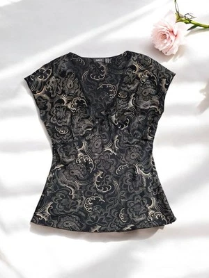 Blusa de seda cachemira top hada caprichoso gótico romántico verano formal Y2K talla 36 Foto 1 de 4