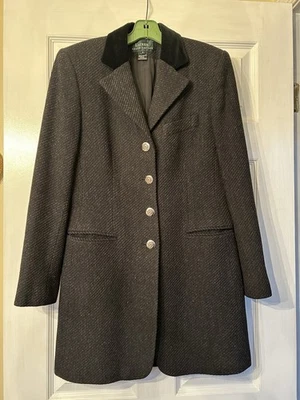 Lauren Ralph Lauren женщин Sz4 серый шерсти пальто четыре пуговицы Academia Equestrian - Изображение 1 из 4