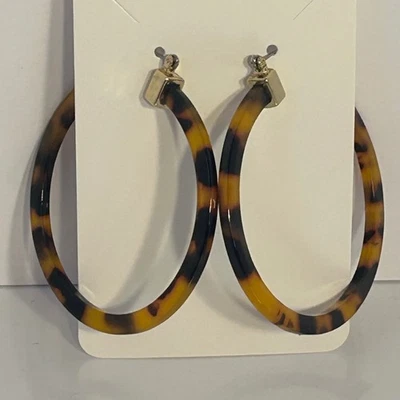 J.Crew龟壳环状耳环丙烯酸树脂金色时尚珠宝首饰 — 第 1/4 张图片