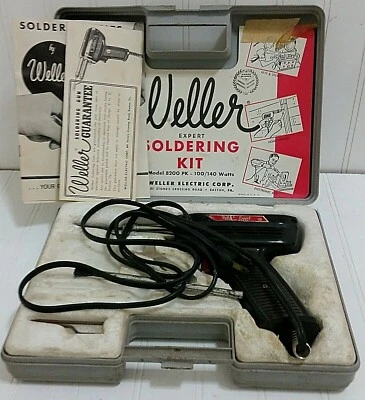 Vintage WELLER Model 8200 PK Soldering Gun w/ Case & Extras USA Made 100/140 W - Image 1 of 4