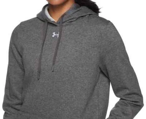 Under Armour Women's Hustle Hoodie CARBON HEATHER | WHITE XL - Picture 1 of 3
