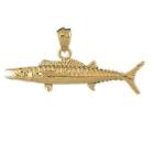 14K Yellow Gold Wahoo Fish Pendant  Charm Made In Usa