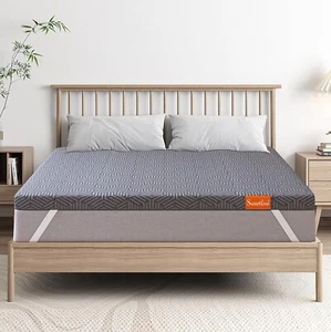 Queen Gel Memory Foam Mattress Topper, Gel Infused High-Density Firm Memory Foam - Picture 1 of 9