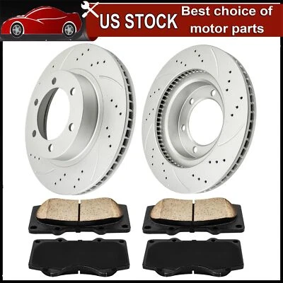 Front Drilled Disc Rotors Brake Pads For Toyota 4Runner 2003-2009 Tacoma 05-21 - Image 1 of 4