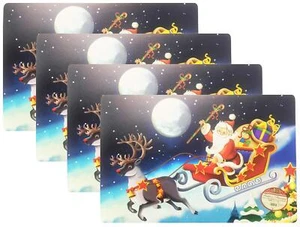 Home Set of 4 Christmas Placemats Holiday Table Decoration Foam Backing 12"x1... - Picture 1 of 2