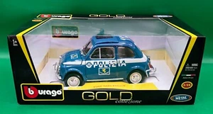 Bburago FIAT 500 POLIZIA POLICE Gold Collezione Collection 1/18 Die Cast NIB - Picture 1 of 7