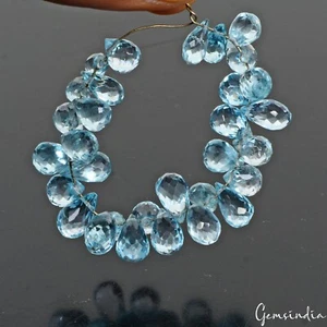 31 piezas topacio azul Londres natural 7 mm-9 mm gota de pera suelta facetada cuentas/briolettes - Imagen 1 de 9