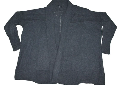 CECICO MUJER GRIS OSCURO FRENTE ABIERTO CÁRDIGAN SUÉTER TALLA GRANDE POLI LANA Foto 1 de 4