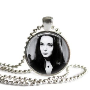 Addams Family Morticia 1 Inch Silver Plated Pendant Necklace Handmade - Picture 1 of 5