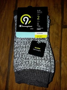 Women's Textured 2pk Outdoor Crew Socks - C9 Champion Shoe Size 5-9 - Picture 1 of 3