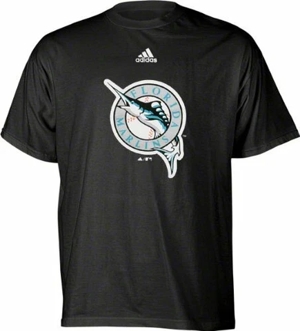 Florida Marlins Throwback Vintage Team Logo Youth T-Shirt Cotton Black adidas Cover