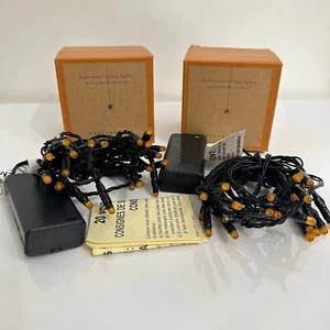 NWT Pottery Barn Halloween orange string fairy lights battery powered set of 2 - Picture 1 of 4