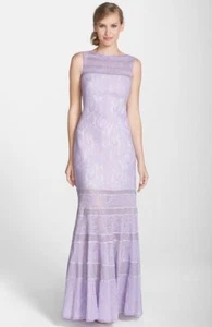 Talla M Tadashi Shoji Lavanda Lluvia Ilusión Yugo Encaje Vinculado Trompeta Vestido Nuevo con Etiquetas $620 - Imagen 1 de 3