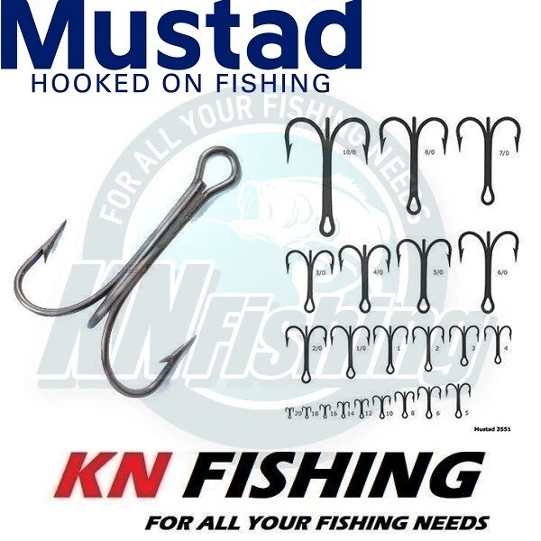 MUSTAD TREBLE HOOKS 3551 BN Colour Black Nickel Saltwater Sizes 14 16 18 25pcs - Image 1 of 4