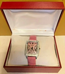Orologio donna Elgin Japan cristallo Swarovski Barbie cinturino pelle rosa EG205ST NUOVO - Foto 1 di 6