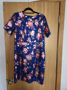 Ile New York - Multicolor Floral Blue Rose Sheath Dress Size 12 - Picture 1 of 15