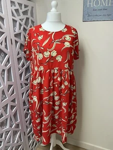 Ladies Dress Size 18 Evans Loralette Orange Doll Up Print Floral NEW With Tags - Picture 1 of 14
