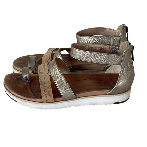 Sandali Ugg Zina gladiatore metallizzato con cerniera sughero taglia 7 5