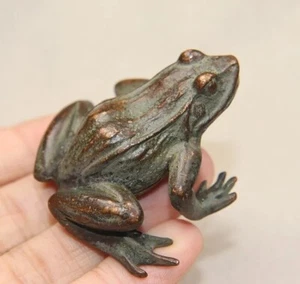 Brass Frog Animal Statue Small Sculpture Tabletop Figurine Home Decor Gifts NEW - Picture 1 of 8
