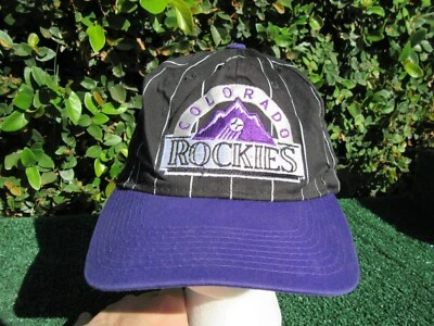 Gorra de béisbol de colección Starter MLB Colorado Rockies negra a rayas con cierre a presión Foto 1 de 4