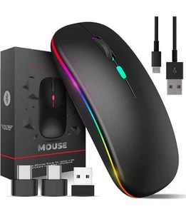 TEUREMI Mouse Bluetooth Wireless, USB e USB-C Ricaricabile, Doppia Modalità 2.4GHz - Foto 1 di 9