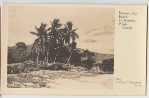 BREWERS BAY BEACH St Thomas US Virgin Islands Sepia Art View Card Blank Back - Picture 1 of 2