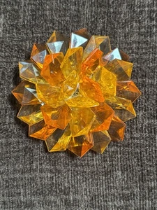 Vintage Brooch LARGE ACRYLIC ORANGE FLOWER PIN - Picture 1 of 2