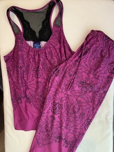 Apt 9 Pijama Set XL CROP CAPRI PÚRPURA CACHEMIR TEJIDO ESPALDA DEPORTIVA TANQUE FINO FRESCO - Imagen 1 de 6