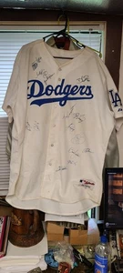Majestic Auténtico 56 LA Dodgers Firmado Camiseta de Béisbol 14 Autógrafos Lasorda - Imagen 1 de 11