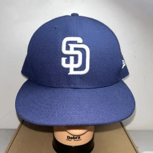 San Diego Padres Blue New Era Fitted Official MLB Hat 7 3/4 Great Condition - Picture 1 of 5