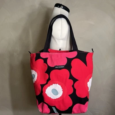 Marimekko Women Floral Poppy Avon Breast Cancer Crusade Tote Zipper Shoulder Bag - Image 1 of 4