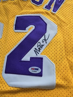 Magic Johnson 1979-80 Rookie Mitchell and Ness Jersey Signed Auto PSA Lakers - Image 1 of 4