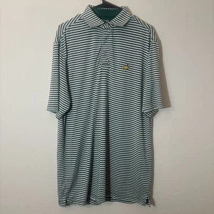 Masters Tech Performance Polo Men's M Green White Striped Short Sleeve Golf - Picture 1 of 12