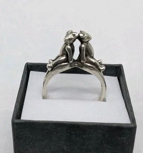 2 Teddy Bears Sterling Silver Ring Sz9. Wonderfully Unique. Box Incl .Q151 - Picture 1 of 8