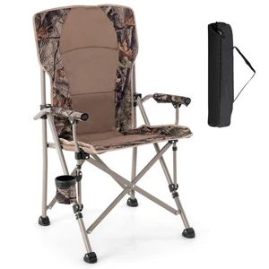 Folding Portable Arm Chair Heavy Duty 400 lbs with Cup Holder for Camping - Picture 1 of 6