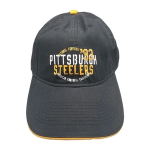 Pittsburgh Steelers Hat Cap Adjustable Strap NFL Spellout Black - Picture 1 of 10