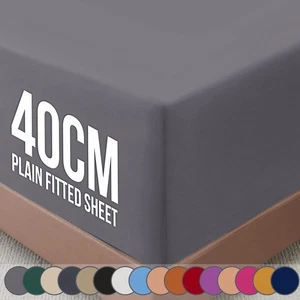 Ultra Soft 40cm Fitted Sheet Single Double King Size Wrinkle Free Deep Bed Sheet - Picture 1 of 48